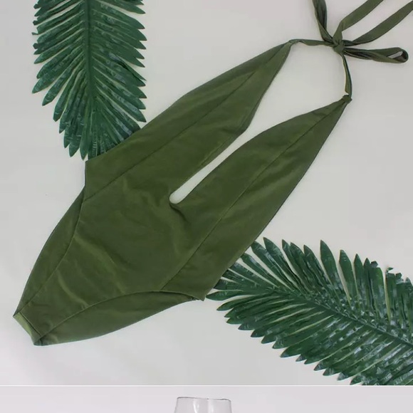 Super Sexy Olive Green one piece bathing suit - Picture 4 of 8
